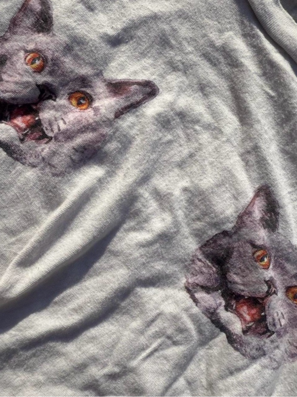 Los Angeles Apparel White Crop Tee with Double Cat Graphic - Picture 2 of 2